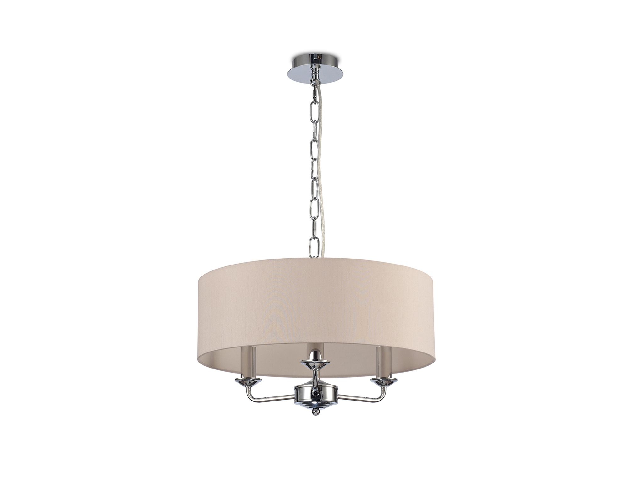 Banyan 45cm 3 Light Pendant Polished Chrome, Nude Beige/Moonlight DK0013  Deco Banyan